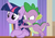 Size: 884x612 | Tagged: safe, screencap, spike, twilight sparkle, alicorn, dragon, pony, g4, school daze, cropped, female, male, twilight sparkle (alicorn)