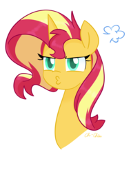 Size: 761x1001 | Tagged: safe, artist:ch-chau, sunset shimmer, pony, unicorn, g4, grumpy face, simple background, transparent background