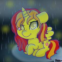 Size: 768x768 | Tagged: safe, artist:parn, oc, oc:princess parn, alicorn, pony, alicorn oc, cute, rain