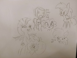 Size: 4160x3120 | Tagged: safe, artist:tjpones, oc, oc only, bat pony, pony, robot, robot pony, apple, bat pony oc, bipedal, bipedal leaning, blue ribbon, bust, cheek fluff, chest fluff, cutie mark, ear fluff, food, grayscale, leaning, lineart, monochrome, sketch, sketch dump, traditional art, wings