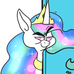 Size: 900x900 | Tagged: safe, artist:mt, princess celestia, alicorn, pony, g4, bad day at cat rock, female, mare, simple background, solo, that fucking cat, tom and jerry, transparent background