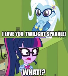 Size: 500x562 | Tagged: safe, edit, edited screencap, screencap, sci-twi, trixie, twilight sparkle, best trends forever, best trends forever: twilight sparkle, equestria girls, g4, my little pony equestria girls: better together, female, geode of telekinesis, glasses, lesbian, magical geodes, ship:sci-twixie, ship:twixie, shipping