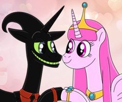 Size: 1859x1552 | Tagged: artist needed, safe, pony, adventure time, couple, crossover, crossover shipping, female, husband and wife, love, male, nergal, ponified, princess bubblegum, shipping, the grim adventures of billy and mandy