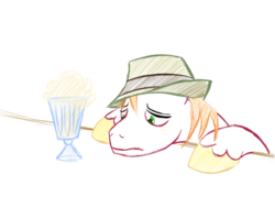 Size: 1024x768 | Tagged: safe, artist:alixnight, big macintosh, earth pony, pony, g4, the break up breakdown, hat, milkshake, sad, sketch, solo