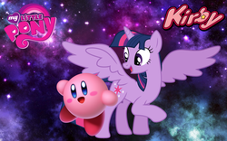Size: 1440x900 | Tagged: safe, artist:arcgaming91, twilight sparkle, alicorn, pony, puffball, g4, crossover, kirby, kirby (series), kirby star allies, kirby twilight, twilight sparkle (alicorn)