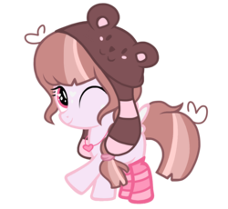 Size: 1037x955 | Tagged: safe, artist:chococakebabe, oc, oc only, pony, clothes, female, filly, one eye closed, simple background, socks, solo, striped socks, transparent background, wink