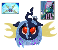 Size: 683x589 | Tagged: safe, artist:harmonybunny2021, queen chrysalis, g4, crossover, kirby: triple deluxe, queen sectonia, simple background, soul of sectonia, transparent background