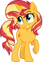 Size: 4397x6314 | Tagged: safe, artist:osipush, sunset shimmer, pony, unicorn, g4, absurd resolution, cute, female, grin, mare, raised hoof, shimmerbetes, simple background, smiling, solo, transparent background