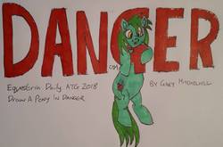 Size: 1610x1065 | Tagged: safe, artist:rapidsnap, oc, oc only, oc:flyzone, pony, atg 2018, danger, hanging, literal, newbie artist training grounds, solo, traditional art