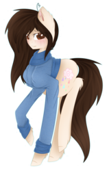 Size: 836x1316 | Tagged: safe, artist:electricaldragon, oc, oc only, oc:jaedin, earth pony, pony, ahoge, anatomically incorrect, clothes, female, incorrect leg anatomy, long legs, mare, reverse dachspone, simple background, solo, sweater, transparent background
