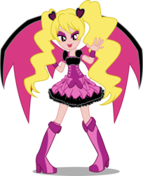 Size: 4550x5571 | Tagged: safe, artist:ambassad0r, oc, oc only, oc:princess dark matter, equestria girls, g4, absurd resolution, clothes, commission, cure peach, dress, fresh precure, open mouth, simple background, solo, transparent background, vector, wings