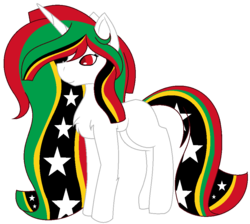 Size: 952x852 | Tagged: dead source, safe, artist:cosmicwitchadopts, pony, unicorn, female, mare, nation ponies, ponified, saint kitts and nevis, simple background, solo, transparent background