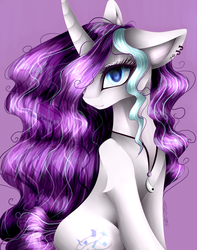 Size: 1024x1297 | Tagged: safe, artist:purediamond360, oc, oc only, oc:magical brownie, pony, bust, female, mare, portrait, purple background, simple background, solo