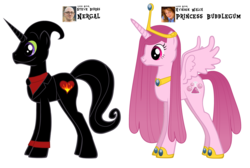 Size: 3824x2576 | Tagged: safe, alicorn, demon, demon pony, human, pony, unicorn, adventure time, crossover, crossover shipping, female, high res, husband and wife, hynden walch, interspecies, irl, irl human, male, nergal, photo, ponified, princess bubblegum, shipping, steve burns, straight, the grim adventures of billy and mandy, voice actor