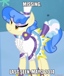 Size: 600x712 | Tagged: safe, edit, edited screencap, screencap, sapphire shores, earth pony, pony, a dog and pony show, g4, cropped, image macro, meme, memeful.com, missing, they wasted a perfectly good character