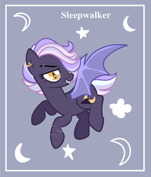 Size: 1024x1201 | Tagged: safe, artist:cakewits, oc, oc only, oc:sleepwalker, bat pony, pony, female, mare, solo