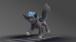 Size: 1728x972 | Tagged: safe, artist:v747, oc, oc only, oc:nimbus, pegasus, pony, 3d, eyes closed, headphones, male, music player, open mouth, solo, spread wings, stallion, wings