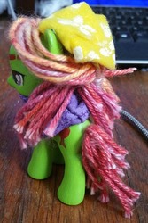 Size: 1403x2095 | Tagged: safe, artist:gleamydreams, tree hugger, pony, g4, bandana, clothes, customized toy, facing away, irl, photo, scarf, solo, toy