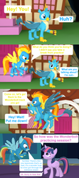 Size: 1920x4320 | Tagged: safe, artist:red4567, gallus, rainbow dash, spitfire, twilight sparkle, alicorn, pony, g4, 3d, can, clothes, comic, mistaken identity, rainbow dumb, source filmmaker, twilight sparkle (alicorn), uniform, wonderbolts, wonderbolts uniform