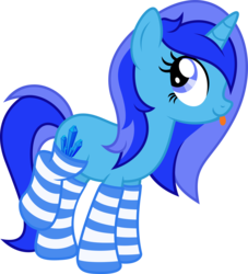 Size: 4000x4401 | Tagged: safe, artist:fuzzybrushy, oc, oc only, oc:spacelight, pony, unicorn, clothes, female, licking, mare, simple background, socks, solo, striped socks, tongue out, transparent background, vector