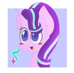 Size: 2000x1983 | Tagged: safe, artist:komasantaffy, starlight glimmer, pony, unicorn, g4, blushing, cute, female, glimmerbetes, happy, mare, open mouth, solo