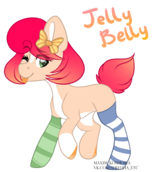 Size: 3767x4022 | Tagged: safe, artist:myshakov, oc, oc only, oc:jelly belly, earth pony, pony, clothes, female, mare, one eye closed, simple background, socks, solo, striped socks, tongue out, transparent background, wink