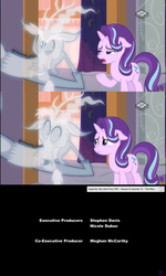 Size: 1360x2267 | Tagged: safe, editor:secrettitan, screencap, discord, starlight glimmer, ghost, a matter of principals, g4, credits screen, duo, floppy ears, ghost discord, template