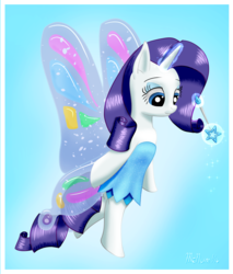 Size: 2080x2442 | Tagged: safe, artist:mcnum, rarity, fairy, pony, unicorn, g4, butterfly wings, female, glowing horn, high res, horn, mare, solo, wand