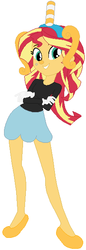 Size: 213x618 | Tagged: safe, artist:selenaede, artist:user15432, sunset shimmer, human, equestria girls, g4, barely eqg related, beauty mark, black shirt, blue skirt, clothes, crossover, cuphead, gloves, handles, hasbro, hasbro studios, legendary chalice, long sleeved shirt, long sleeves, ms. chalice, shirt, shoes, skirt, solo, straw, studio mdhr, the delicious last course, yellow nose