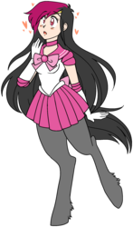 Size: 1282x2185 | Tagged: safe, artist:/d/non, oc, oc only, oc:hiki, satyr, blushing, heart, offspring, parent:oc:miss eri, sailor moon (series), sailor uniform, simple background, solo, transparent background