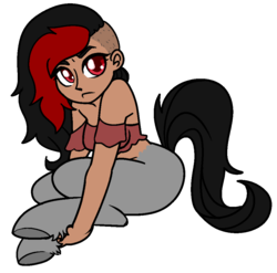 Size: 976x964 | Tagged: safe, artist:/d/non, oc, oc only, oc:bella, satyr, looking at you, offspring, parent:oc:miss eri, simple background, solo, transparent background, undercut