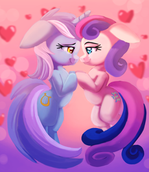 Size: 2000x2302 | Tagged: safe, artist:discorded, bon bon, lyra heartstrings, sweetie drops, earth pony, pony, unicorn, g4, duo, female, high res, lesbian, looking at each other, mare, ship:lyrabon, shipping, smiling