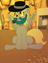 Size: 785x1017 | Tagged: safe, artist:mc-ryan, edit, derpy hooves, pony, g4, beard, facial hair, female, pipe, solo, team fortress 2