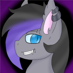 Size: 984x983 | Tagged: safe, artist:feelingpandy, oc, oc only, oc:lunar stride, bat pony, pony, abstract background, colored, piercing, solo