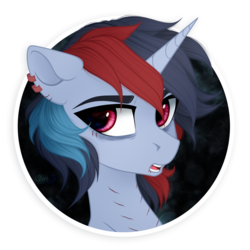 Size: 2200x2200 | Tagged: dead source, safe, artist:vird-gi, oc, oc only, pony, ear piercing, female, high res, mare, piercing, scar, solo