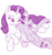 Size: 1006x1073 | Tagged: safe, artist:dstears, applejack, rarity, earth pony, pony, unicorn, g4, curved horn, cute, female, horn, jackabetes, lesbian, mare, on back, pony pillow, prone, raribetes, ship:rarijack, shipping, simple background, white background