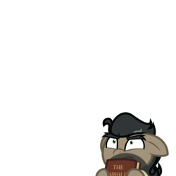 Size: 938x938 | Tagged: safe, artist:binkyt11, derpibooru exclusive, doctor caballeron, earth pony, pony, g4, >:c, book, concerned, frown, inkscape, looking up, male, simple background, solo, stallion, stubble, the bibble, transparent background, vector