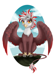Size: 1500x2081 | Tagged: safe, artist:striped-chocolate, oc, oc only, griffon, rcf community, solo, wings