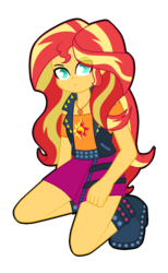 Size: 758x1230 | Tagged: safe, artist:strawhatcrew96, sunset shimmer, equestria girls, g4, my little pony equestria girls: better together, clothes, female, geode of empathy, jacket, leather jacket, looking at you, simple background, solo, transparent background