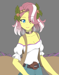 Size: 1052x1332 | Tagged: safe, alternate version, artist:fantasygerard2000, vignette valencia, equestria girls, equestria girls specials, g4, my little pony equestria girls: better together, my little pony equestria girls: rollercoaster of friendship, choker, clothes, colored pupils, female, gray background, hair over one eye, one eye closed, shorts, simple background, smiling, solo, wink