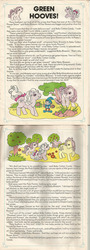 Size: 720x2000 | Tagged: safe, official comic, applejack (g1), baby blossom, baby cotton candy, pinwheel, posey, pixie, comic:my little pony (g1), g1, official, apple, earth pony magic, flower, green, paint, patience, story, that pony sure does love apples, that pony sure does love flowers