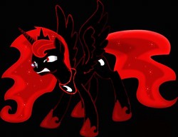 Size: 800x615 | Tagged: safe, artist:gottacatchemallkalos, oc, oc only, oc:solar eclipse, pony, black background, female, mare, parent:king sombra, parent:princess luna, red and black oc, simple background, solo