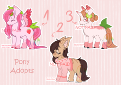 Size: 1600x1127 | Tagged: safe, artist:najti, artist:scaevitas, oc, food pony, original species, pegasus, pony, unicorn, adoptable, auction, base used, clothes, coffee, cute, eyes closed, eyes open, food, ponified, smoothie, strawberry, sweater, tongue out