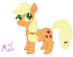 Size: 1280x1001 | Tagged: safe, artist:mjangelvortex, derpibooru exclusive, applejack, earth pony, pony, g4, atg 2018, digital art, female, hatless, mare, missing accessory, newbie artist training grounds, signature, simple background, transparent background