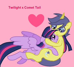Size: 536x483 | Tagged: safe, artist:gigi-61, comet tail, twilight sparkle, alicorn, pony, g4, female, heart, male, ship:cometlight, shipping, straight, twilight sparkle (alicorn)