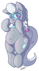 Size: 1784x3204 | Tagged: safe, artist:patoriotto, silver spoon, earth pony, pony, g4, belly button, bipedal, chubby, fat, female, filly, glasses, plump, solo