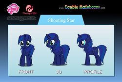 Size: 1000x675 | Tagged: safe, oc, oc only, oc:shooting star, pony, unicorn, cute, cutie mark, female, front view, mare, profile, recolor, rule 63, show accurate, smiling, solo, vector