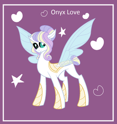 Size: 1024x1079 | Tagged: safe, artist:cakewits, oc, oc only, oc:onyx love, changepony, pony, female, magical lesbian spawn, offspring, parent:princess celestia, parent:queen chrysalis, parents:chryslestia, solo