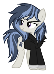 Size: 608x830 | Tagged: safe, artist:nightmarye, oc, oc only, oc:virtuous jazz, earth pony, pony, clothes, female, jacket, magical lesbian spawn, mare, offspring, parent:octavia melody, parent:vinyl scratch, parents:scratchtavia, simple background, solo, transparent background