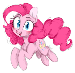 Size: 2229x2153 | Tagged: safe, artist:ohno, pinkie pie, earth pony, pony, g4, blushing, female, high res, looking at you, mare, simple background, sketch, smiling, solo, white background
